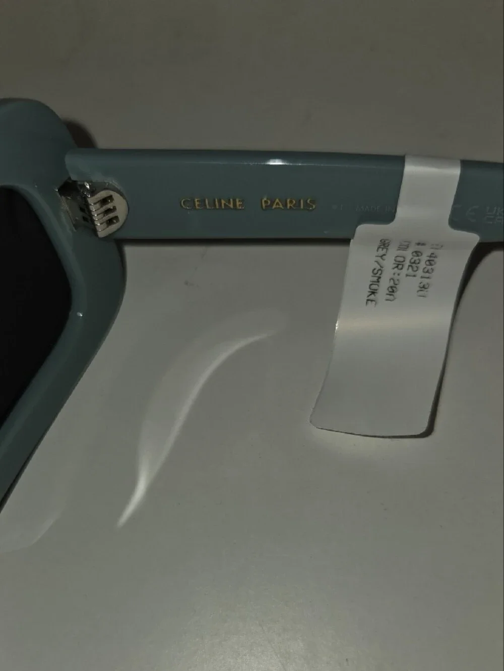 Celine Rectangular Sunglasses in Pale Blue with Dark Lenses